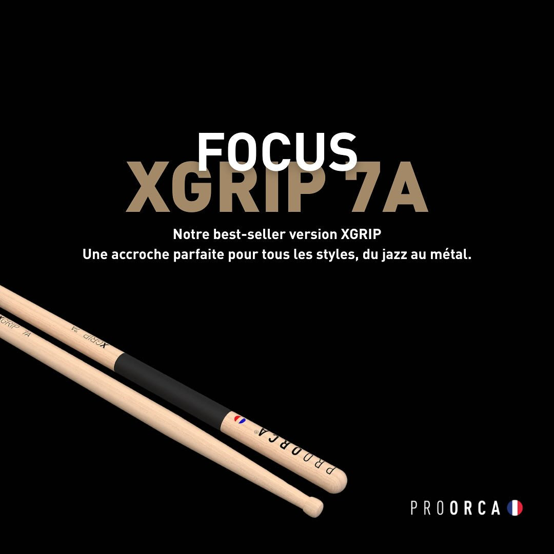 XGrip 7A - Baguettes de batterie hickory