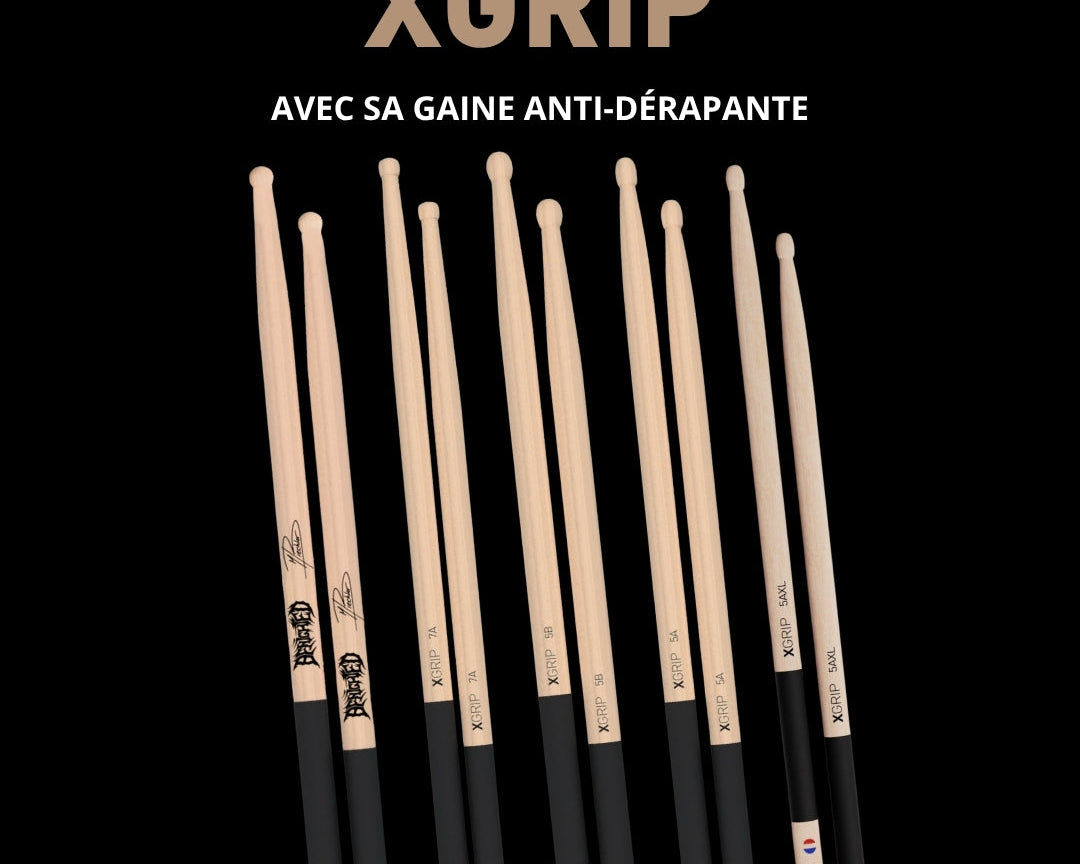 Collection XGrip ProOrca : baguettes de batterie équipées d'une gaine anti-dérapante sur le manche