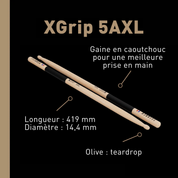 XGrip 5AXL - hickory drumsticks