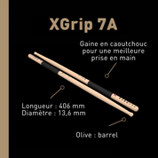 XGrip 7A - hickory drumsticks
