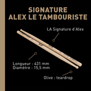 Signature Alex Le Tambouriste - Baguettes de batterie hickory