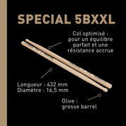 Special 5BXL - hickory drumsticks