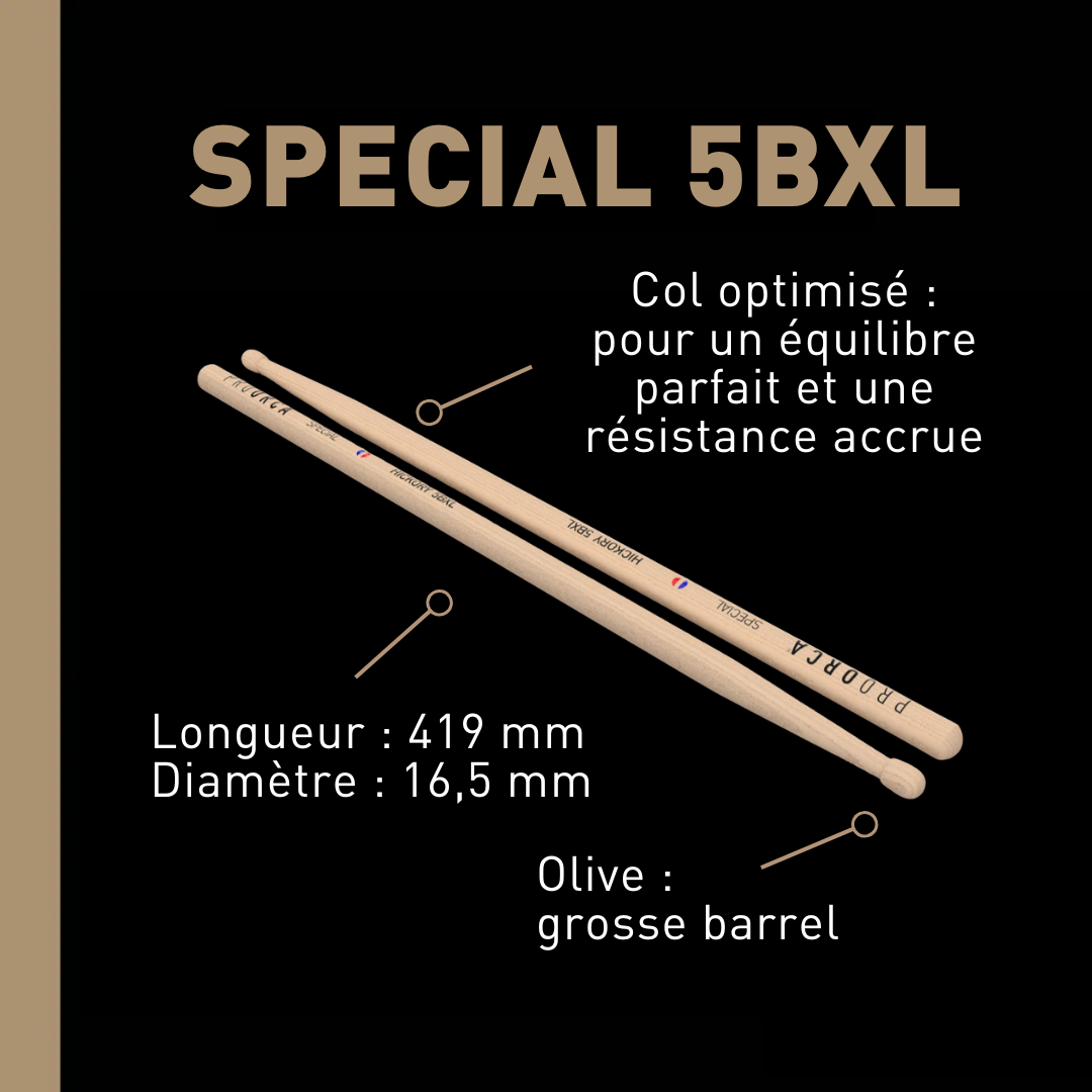 Special 5BXL - Baguettes de batterie hickory