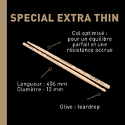 Special Extra Thin - Baguettes de batterie hickory