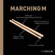 Marching M - Baguettes de tambour hickory pour enfants et pré-adolescents