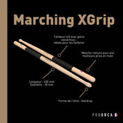 Marching XGrip - Baguettes de tambour hickory