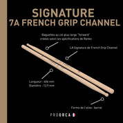 Signature 7A French Grip Channel x ProOrca - Baguettes de batterie hickory
