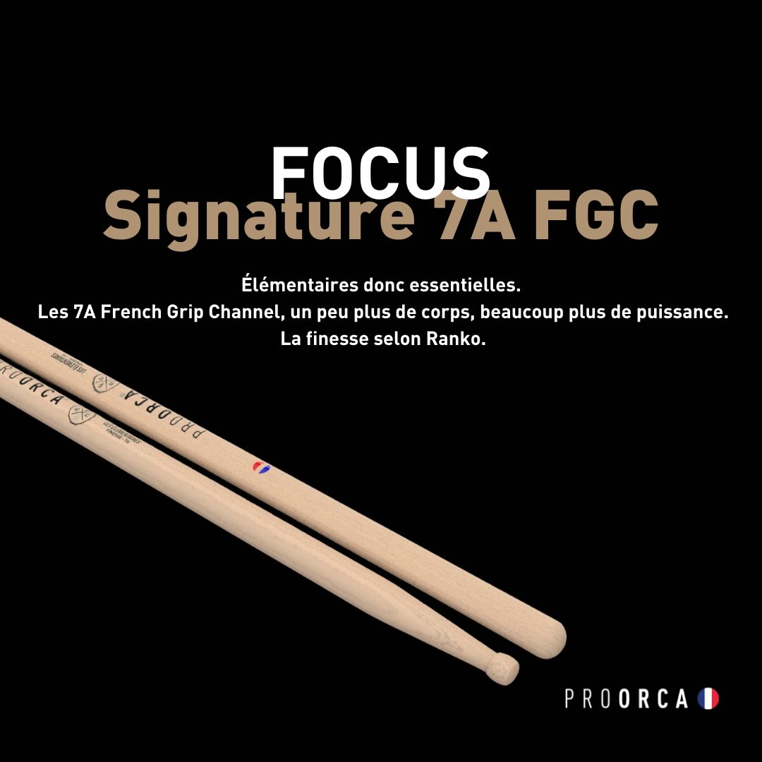 Signature 7A French Grip Channel x ProOrca - Baguettes de batterie hickory