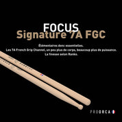 Signature 7A French Grip Channel x ProOrca - Baguettes de batterie hickory