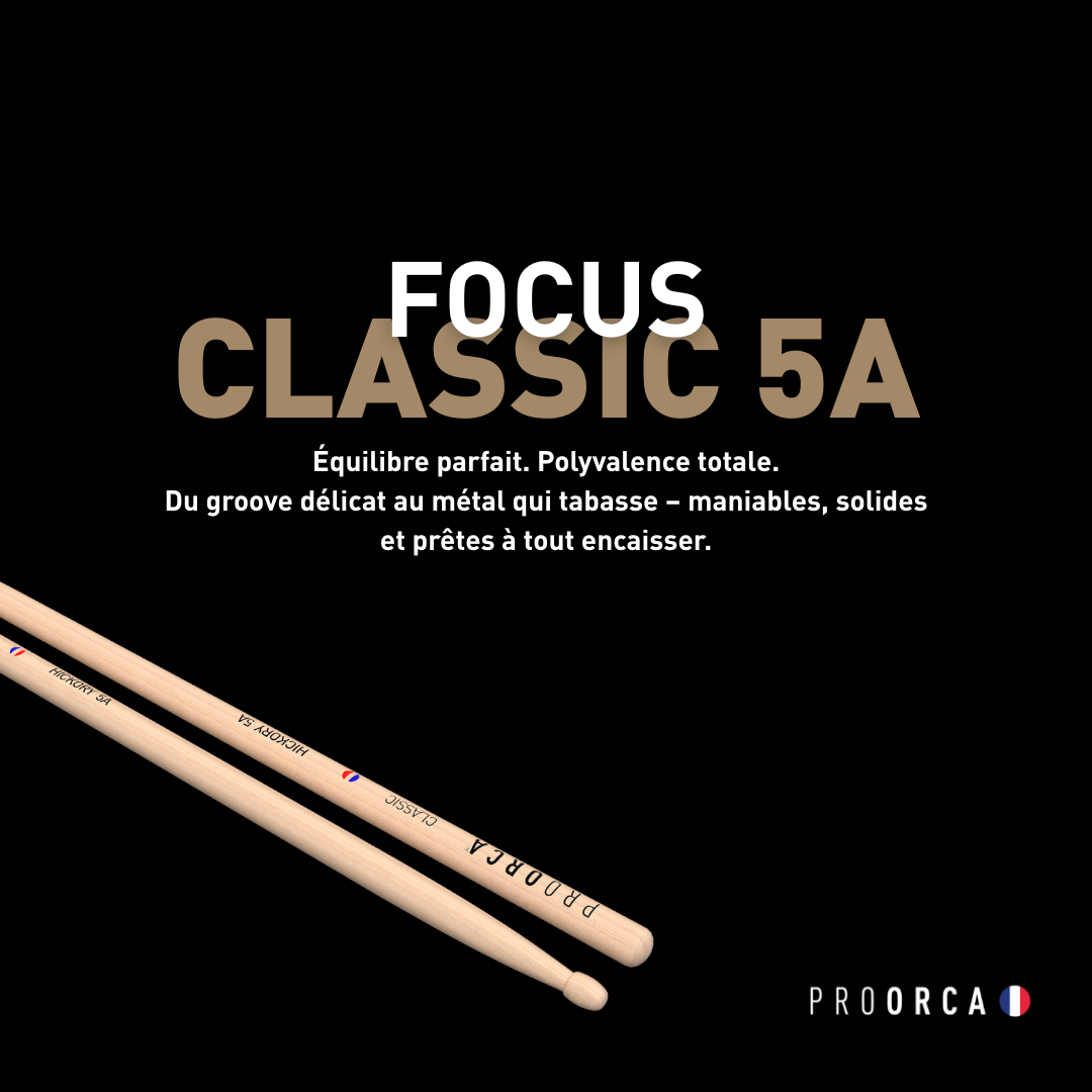 Classic 5A - Baguettes de batterie hickory
