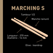 Marching S - baguettes de tambour hickory pour enfants