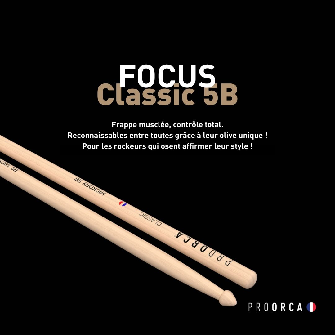 Classic 5B - Baguettes de batterie hickory