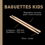 Baguettes de batterie pour enfants de 3 à 6 ans