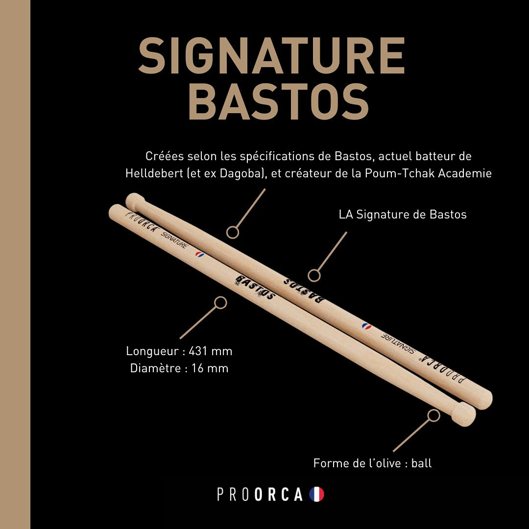 Signature Bastos - Baguettes de batterie hickory