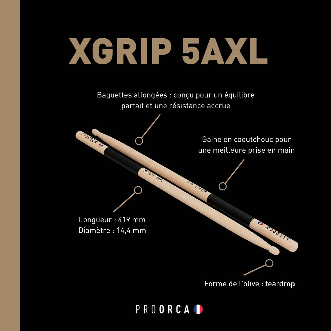 XGrip 5AXL - hickory drumsticks