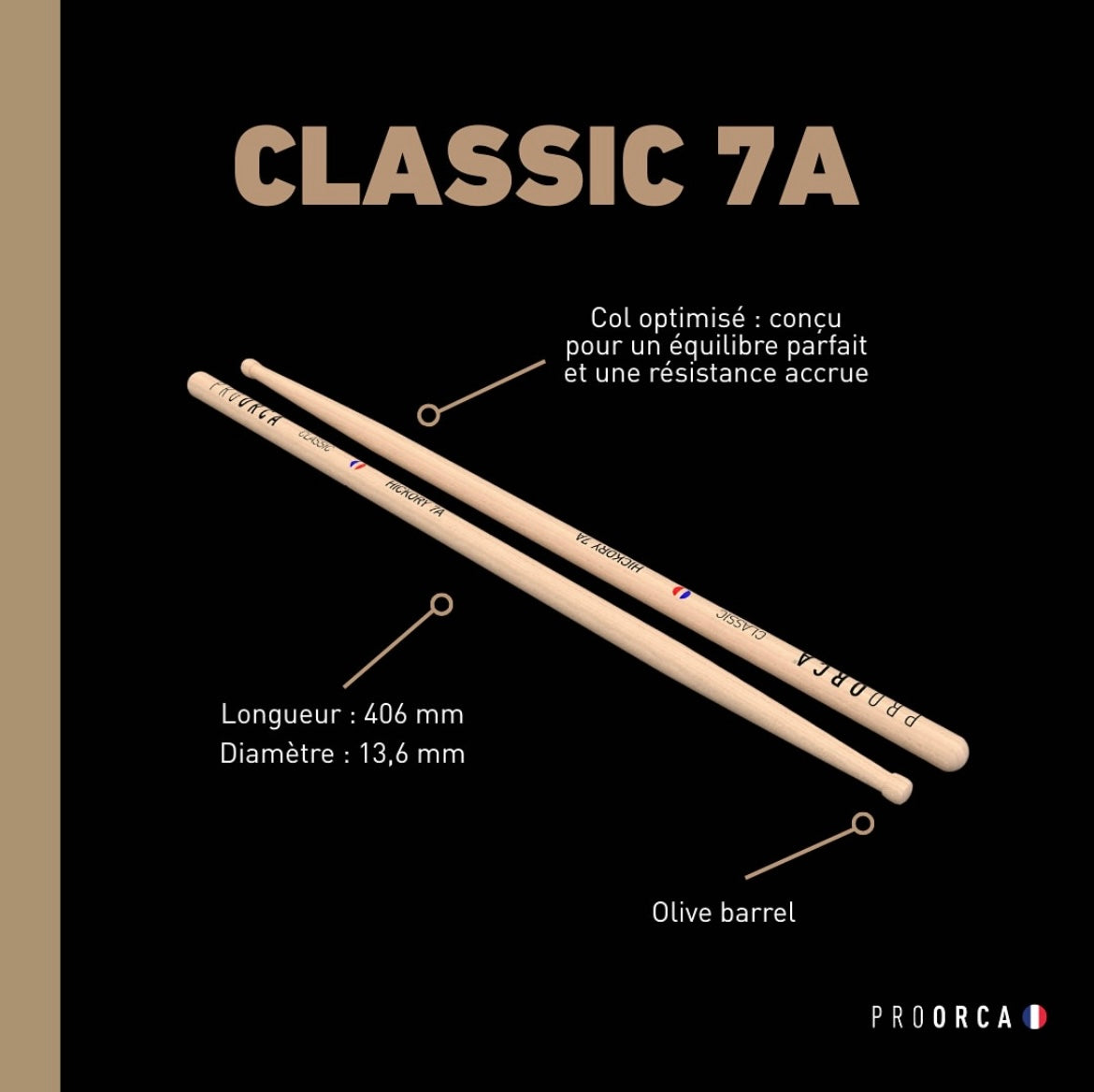 Classic 7A - hickory drumsticks